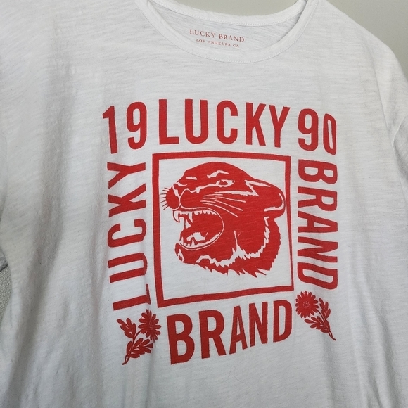 3 for $25 Lucky Brand White Red ladies t-shirt size medium - Picture 2 of 5